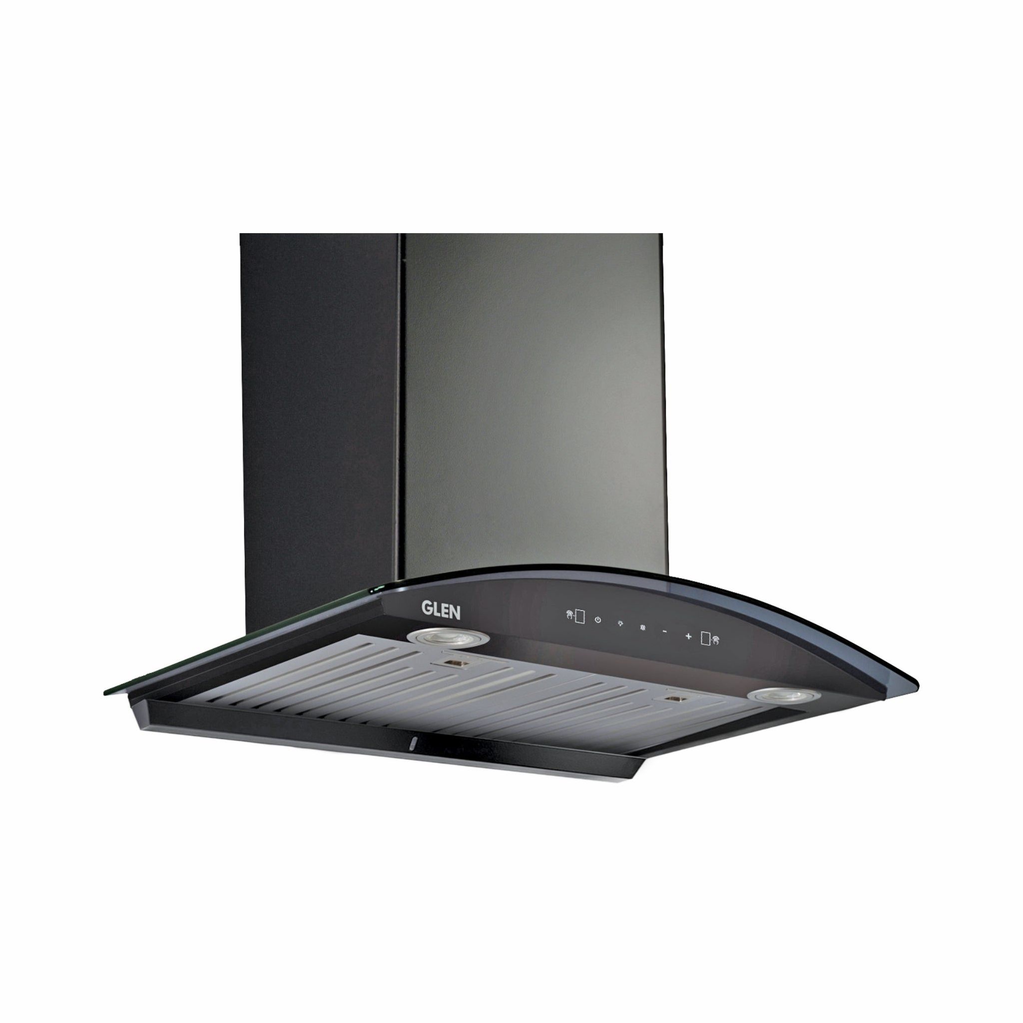 Auto Clean Curved Glass Kitchen Chimney, Baffle Filters, Motion Sensor 1200 m3/h 60cm - Black (6066 MS AC BL)