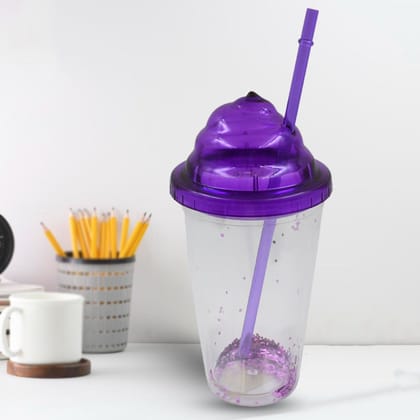 High Quality Plastic&nbsp;Creative Cold Drink Cup / Tumble, Reusable Tea Coffee Tumbler with Lid and Straw, Double Wall Plastic Drinking Sport Bottle,&nbsp;Travel Tumbler (1 Pc / Mix Color)