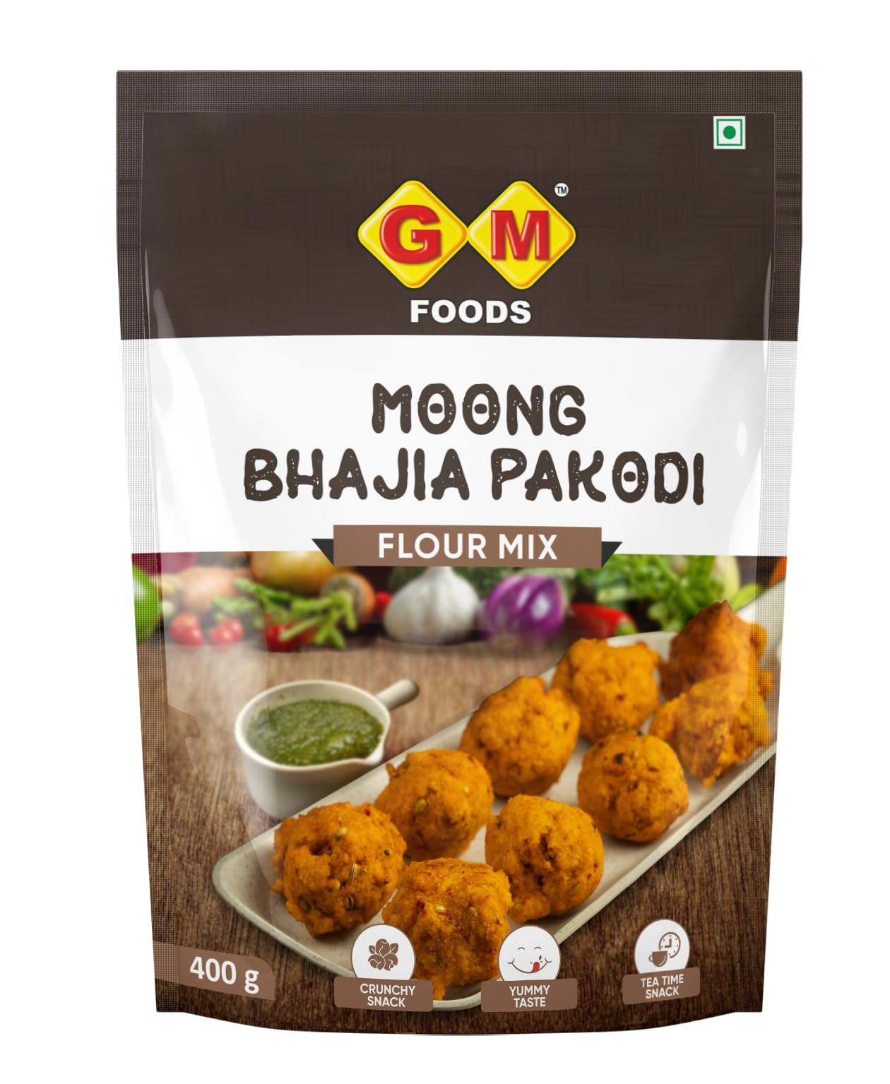 GM Foods Moong Dal Pakodi 400g | Instant Bhajia & Pakodi Mix for Breakfast | Crispy, Crunchy & Spicy Indian Snack | Ready to Cook | Made with Natural Ingredients | No Preservatives