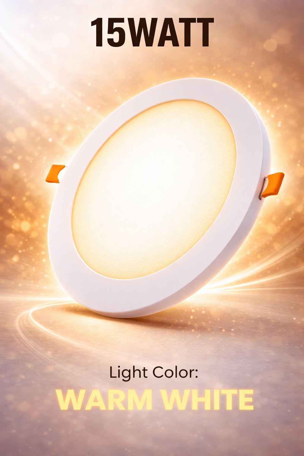 SPARKWORLD 15W Round LED Panel Light Warm White | Slim Recessed Ceiling Light for Home, Office & Commercial Use