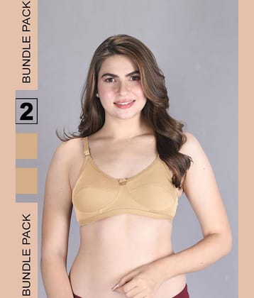 lux venus Pack of 2 Cotton Non Padded Women's Everyday Bra ( Beige ) VEN_BRA162_SK_2PC
