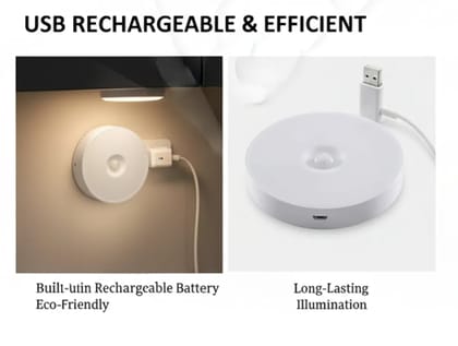 Pulseaura White Wireless USB Rechargeable Motion Sensor Lights (2 Pack)