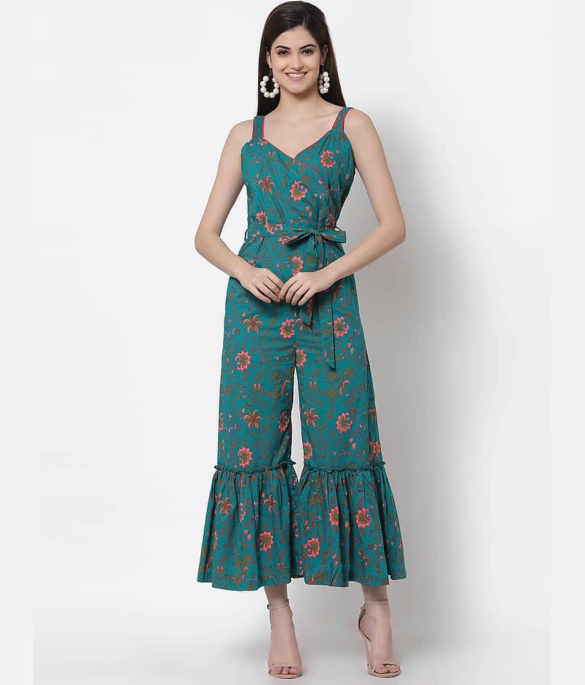 Kbz - Teal 100% Cotton Regular Fit Women's Jumpsuit ( Pack of 1 )