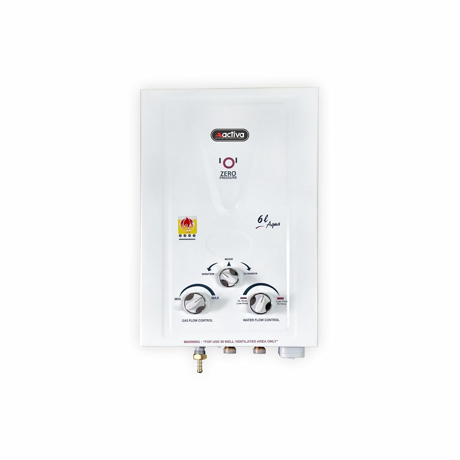 ACTIVA 6 LTR Instant pure Copper LPG Gas Water Heater with Anti Rust Coating Geyser ISI Approved Saves Geyser from Corrosion by Water 1 year warranty (Aqua Ivory) ACTIVA 6 LTR Instant pure Copper LPG Gas Water Heater with Anti Rust Coating Geyser ISI App