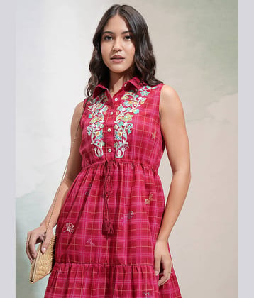 Vishudh Women Polyester Shirt Dress ( Red )