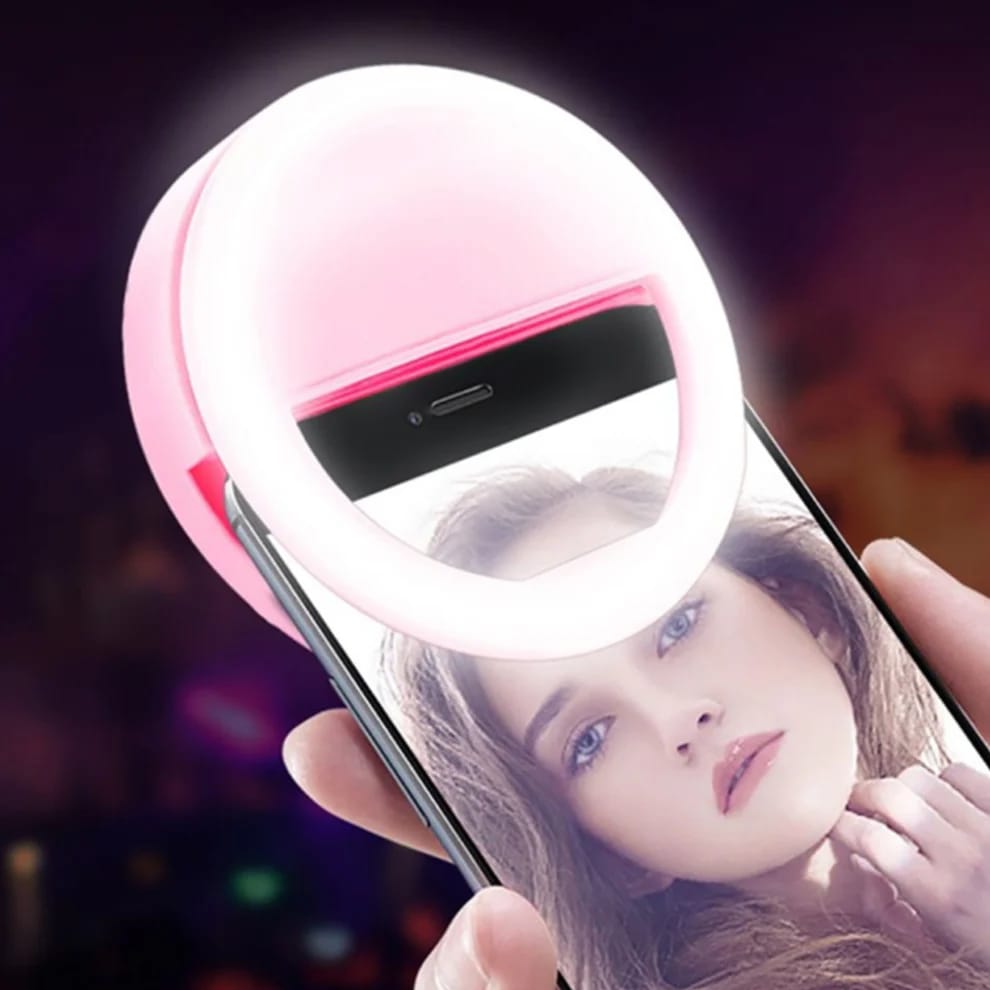 Phone Selfie Ring Light Battery Operated Clip-On Light for Smartphone Photography (Battery Not Included)