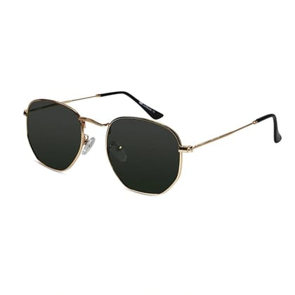 Sleek Golden hexagonal Sunglasses For Men & Women LKS3702-Golden