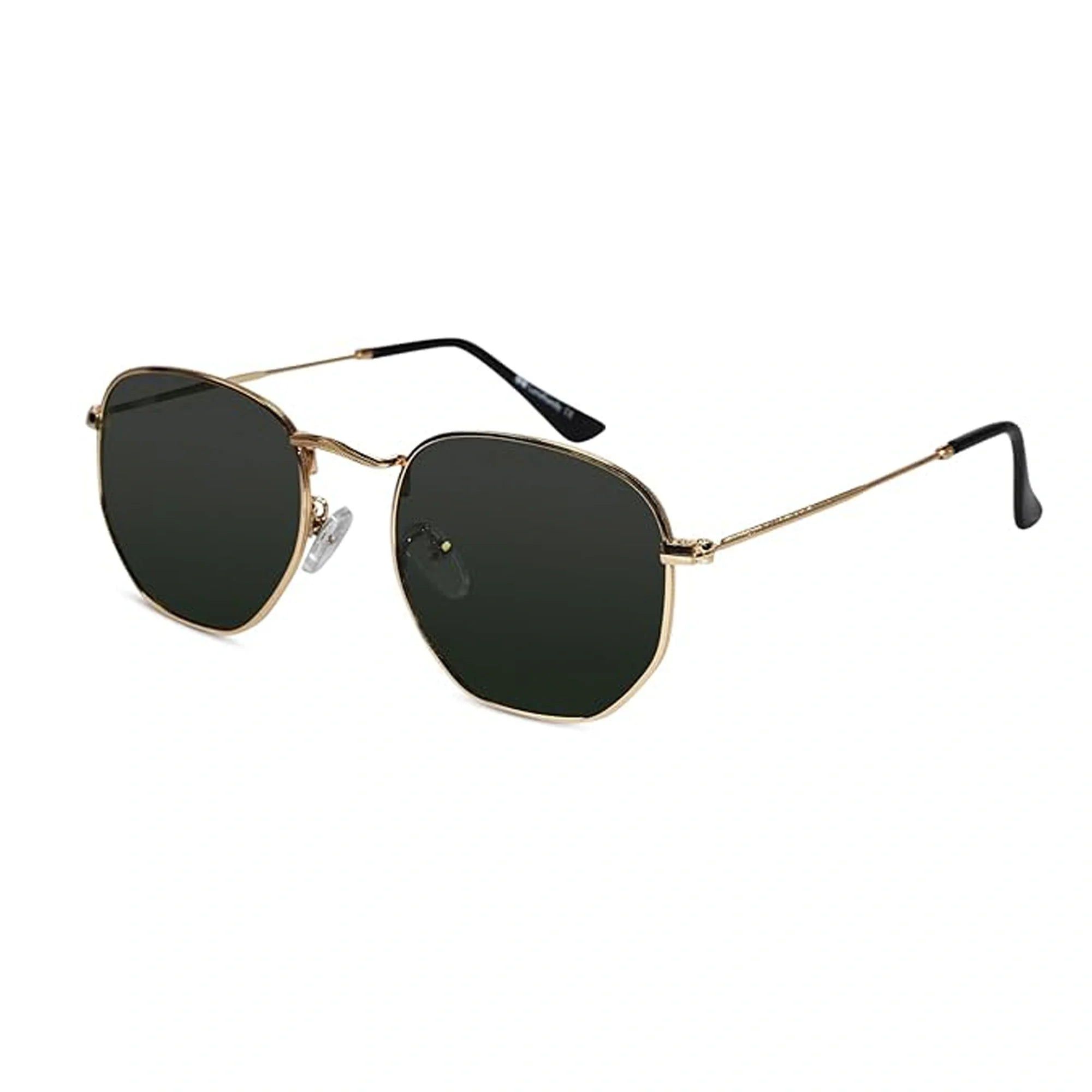 Sleek Golden hexagonal Sunglasses For Men & Women LKS3702-Golden