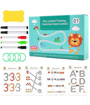 64 Pages Magical Tracing Workbook Set, Hand Writing Pen Control Training Book For Learning To Write The Alphabets & Numbers, Preschool Educational Reusable Learning Book For Kids