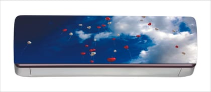 DreamKraft Beautiful Colorful Heart Shape Baloons Flying in Sky AC Sticker (Multicolor PVC Vinyl, 30cm X 91cm)