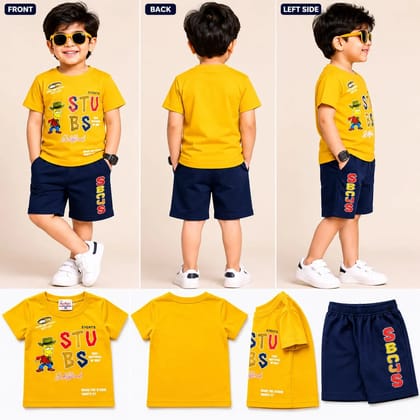 Boys Cartoon Graphic Tee + Logo Shorts Set