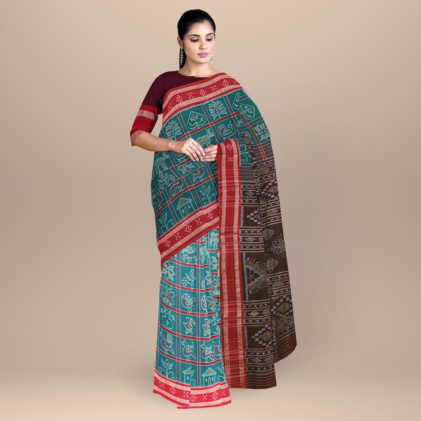 Celadon Green Nabakoti Nuapatna Cotton Saree