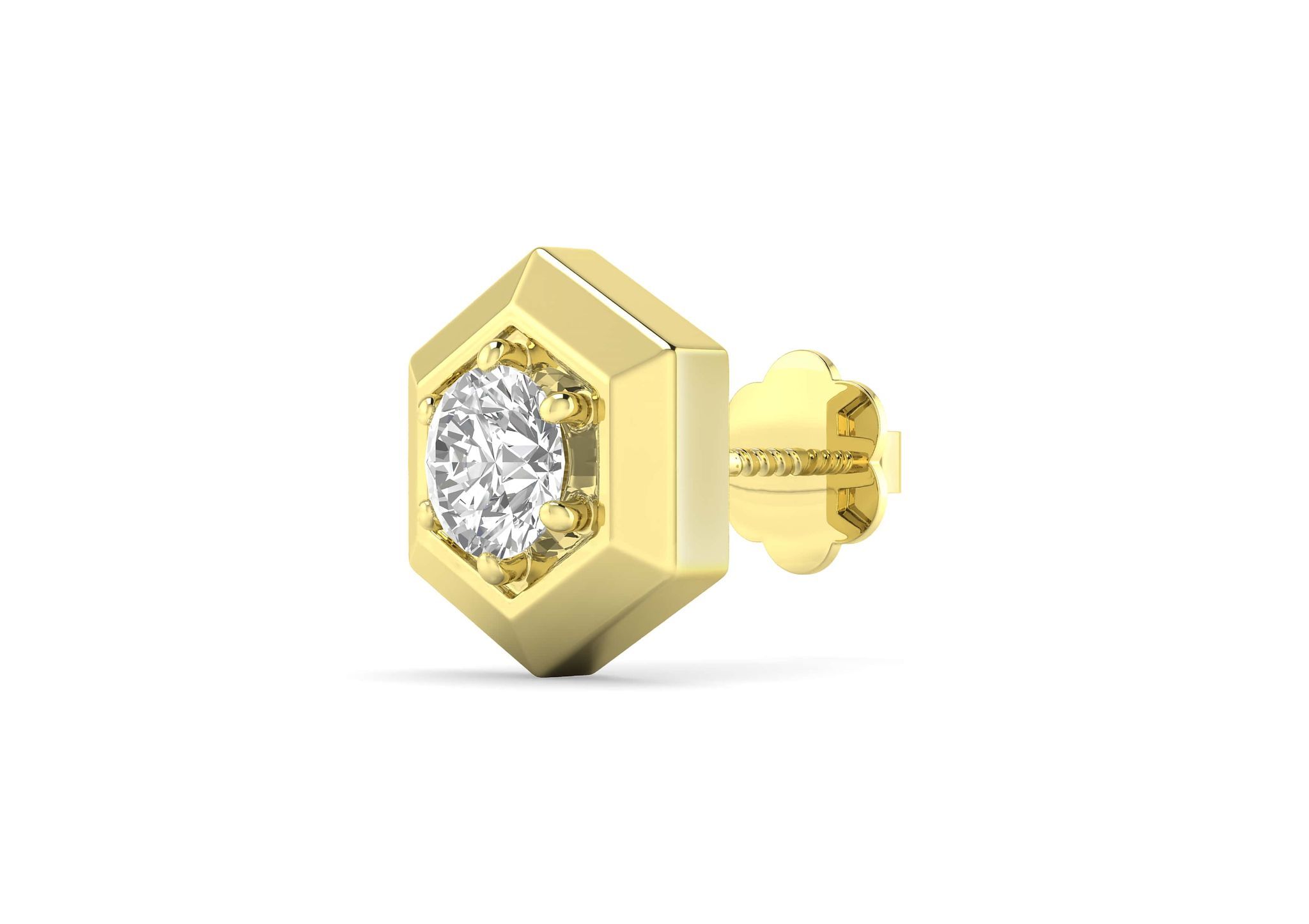 Hexadic Bezel Men's Ear Stud (1 Pc Only)