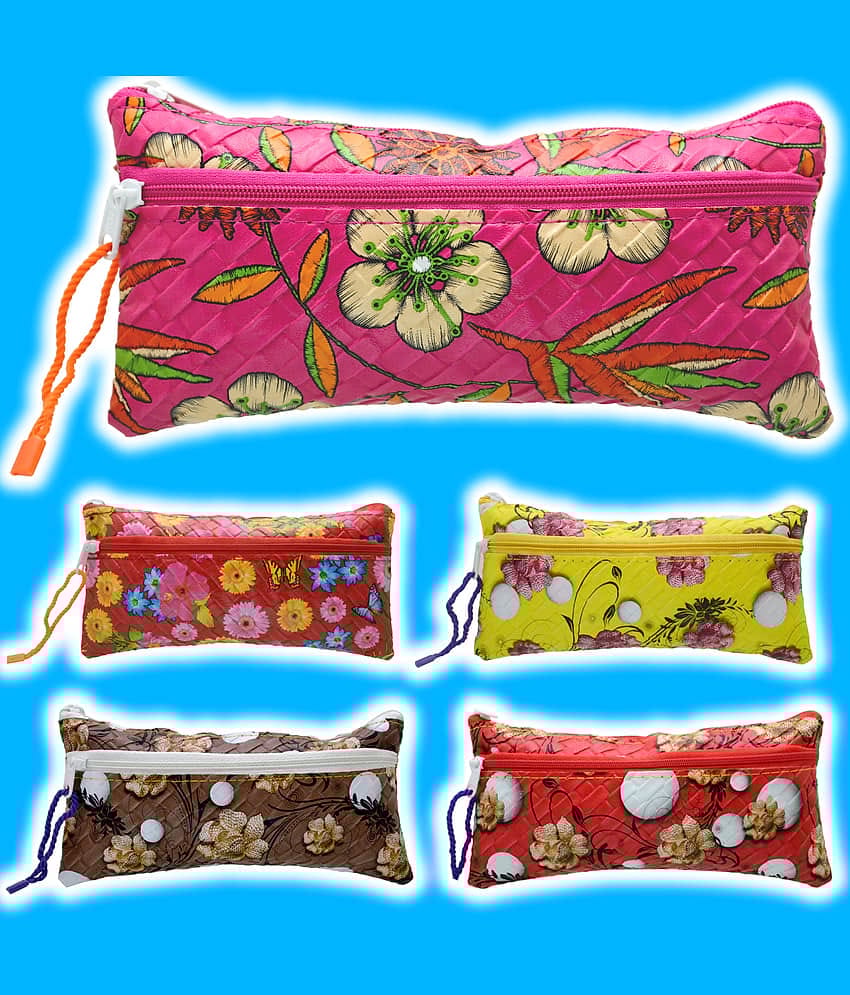 5 Pieces Pencil Box Pouch Cases (20X10X1 cm)