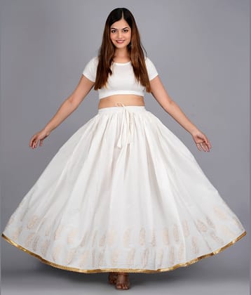 FABRR - White Cotton Women's A-Line Skirt ( Pack of 1 )