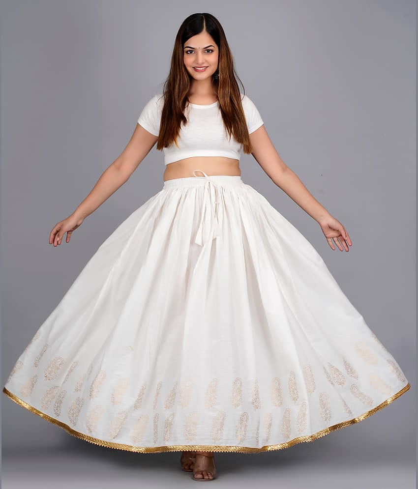 FABRR - White Cotton Women's A-Line Skirt ( Pack of 1 )