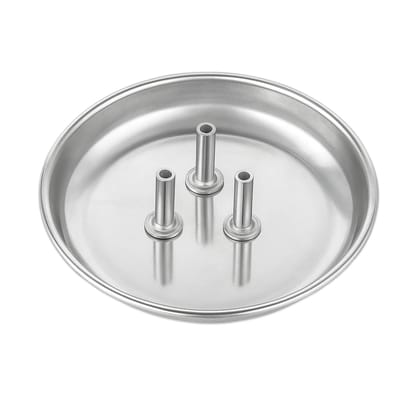 Stainless Steel Agarbatti Stand (Pack of 2) with Ash Catcher Plate � 3 Stick Incense Holder � Decorative Dhoop Stand for Home & Pooja � 3 Inch Diameter � Silver Color