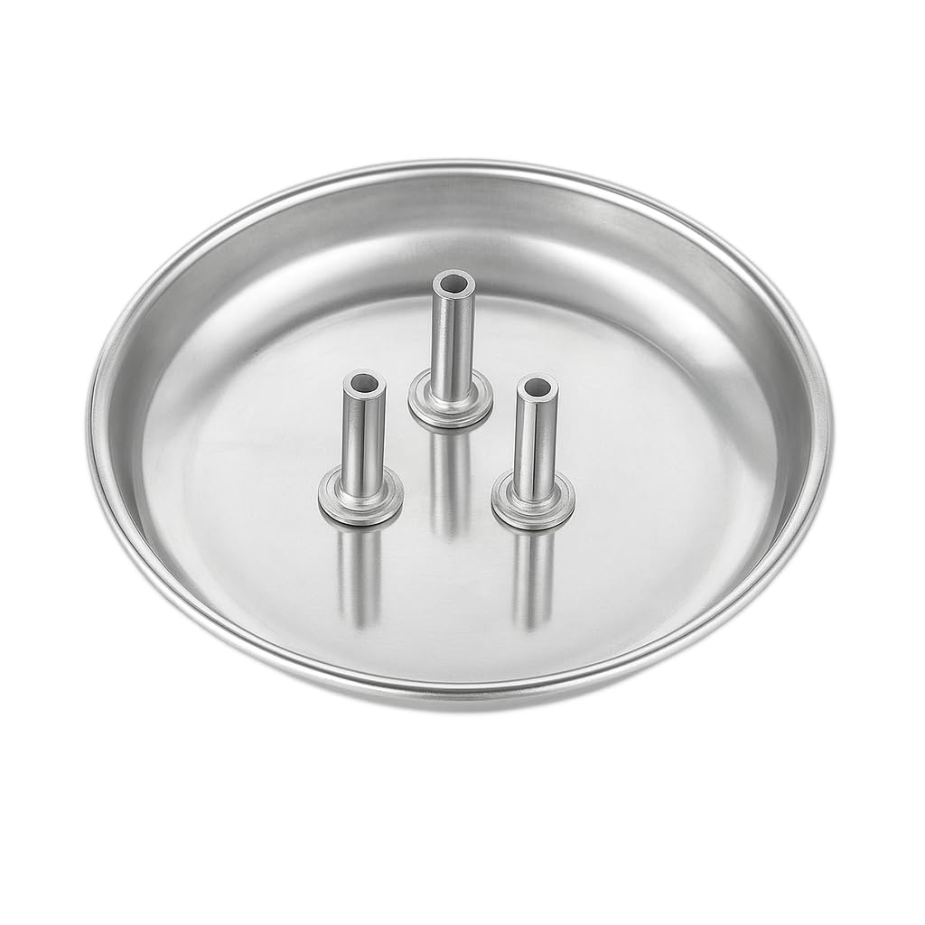 Stainless Steel Agarbatti Stand (Pack of 2) with Ash Catcher Plate � 3 Stick Incense Holder � Decorative Dhoop Stand for Home & Pooja � 3 Inch Diameter � Silver Color