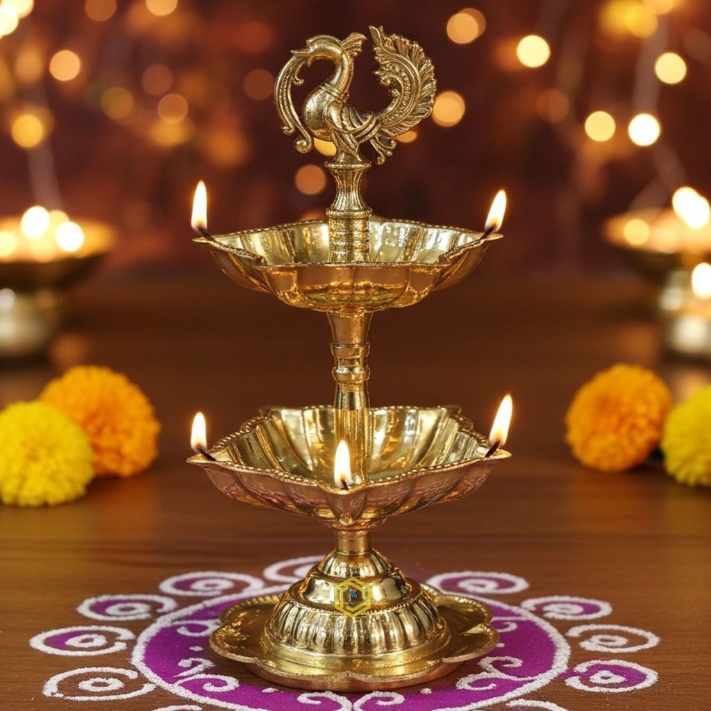 Brass Table Decor 2 Step Murga Deepak (FMAS782 B)