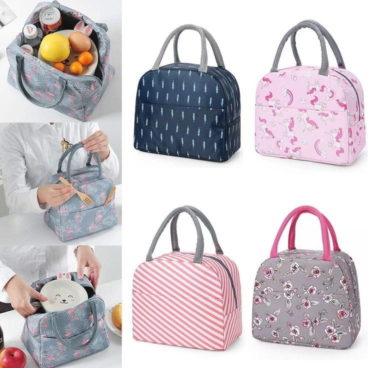 Insulated Travel Lunch/Tiffin/Storage Bag for Office, College & School Polyester, Regular Size | Tiffin Bag | Lunch Bag (MULTICOLOUR & DESIGN) (Any Random Colour & Design)