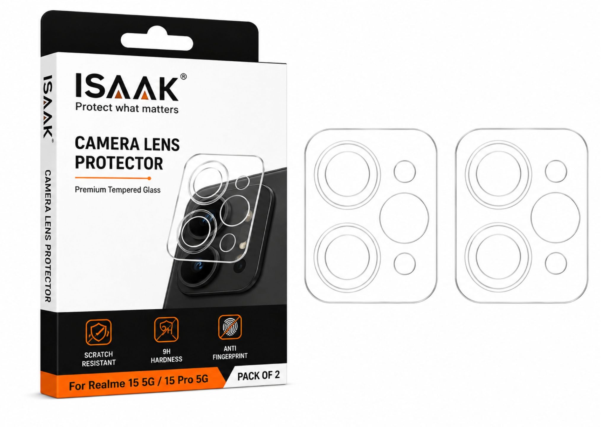 ISAAK Back Camera Lens Protector compatible for Realme 15 5G|Realme 15 Pro 5G (Pack of 2)