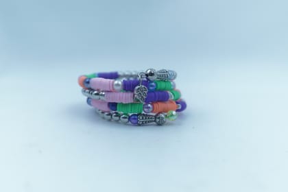 Premium Multi-Layer Neon Memory Wire Charm Bracelet