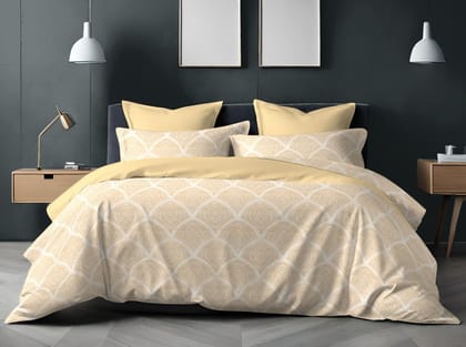 Alangrahaa Nira 140 TC 100% Cotton Flat Bedsheet for Double Bed, Queen Size Bed Sheet,1 Flat Sheet (2.29"x2.5") & 2 Pillow Covers (46cm x68cm) Bedding Mughal Charm