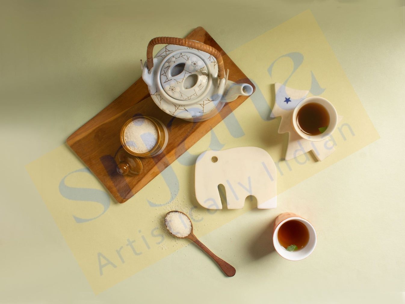 Srjana Elephant Shaped Marble Coaster 1pc