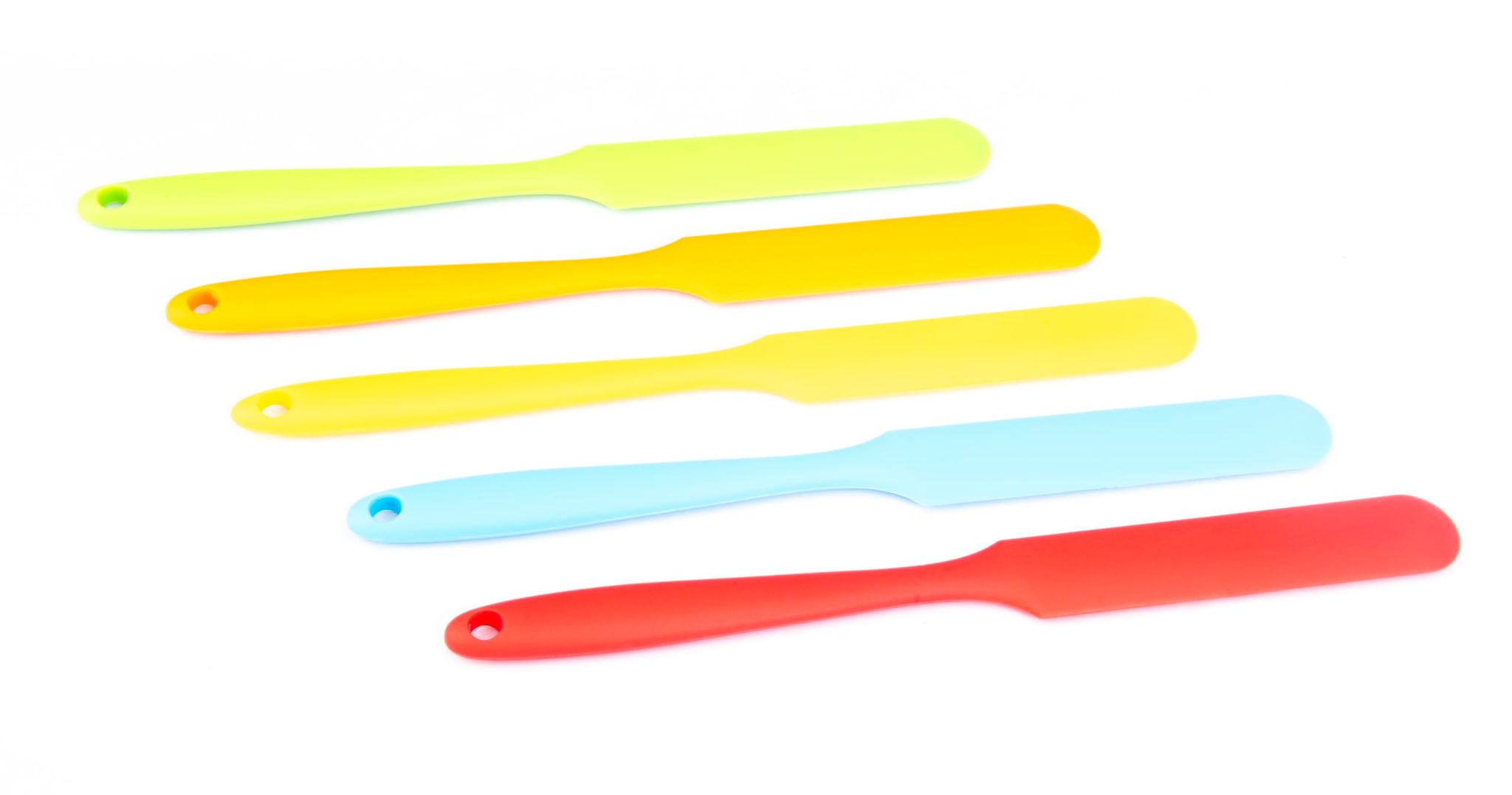 SILICONEWARES Silicone Scraper/Silicone Palette Knife - Set of 5 (24.9 X 2.8 CMS) | (Mix Colour)
