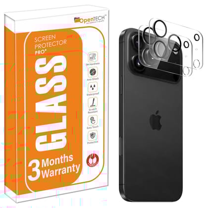 OpenTech® Premium Camera Lens Protector Tempered Glass Compatible For iPhone 17 Pro With Edge To Edge Coverage (Full Transparent) (Pack of Two) OpenTech® Premium Camera Lens Protector Tempered Glass Compatible For iPhone 17 Pro With Edge To Edge Coverage