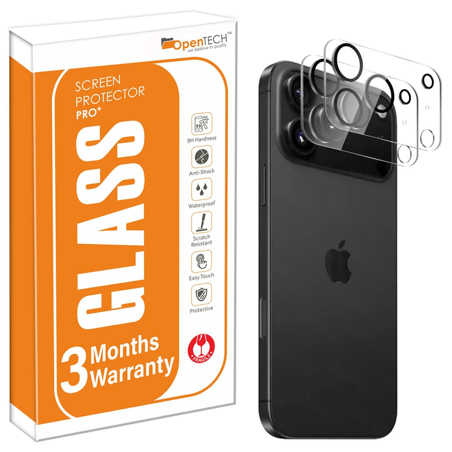 OpenTech® Premium Camera Lens Protector Tempered Glass Compatible For iPhone 17 Pro With Edge To Edge Coverage (Full Transparent) (Pack of Two) OpenTech® Premium Camera Lens Protector Tempered Glass Compatible For iPhone 17 Pro With Edge To Edge Coverage