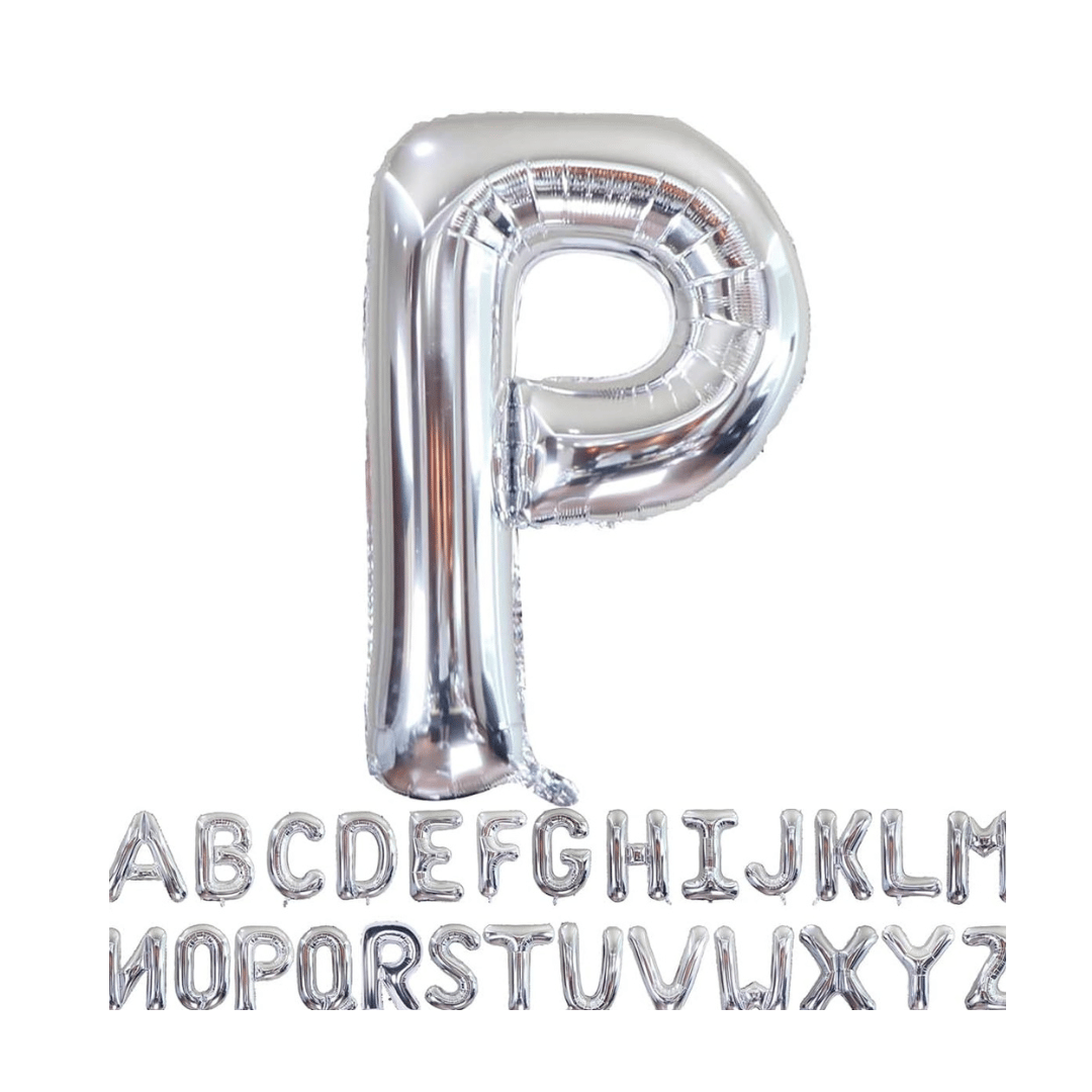 Letter P Silver Foil Balloon - 16 inches - 1PC