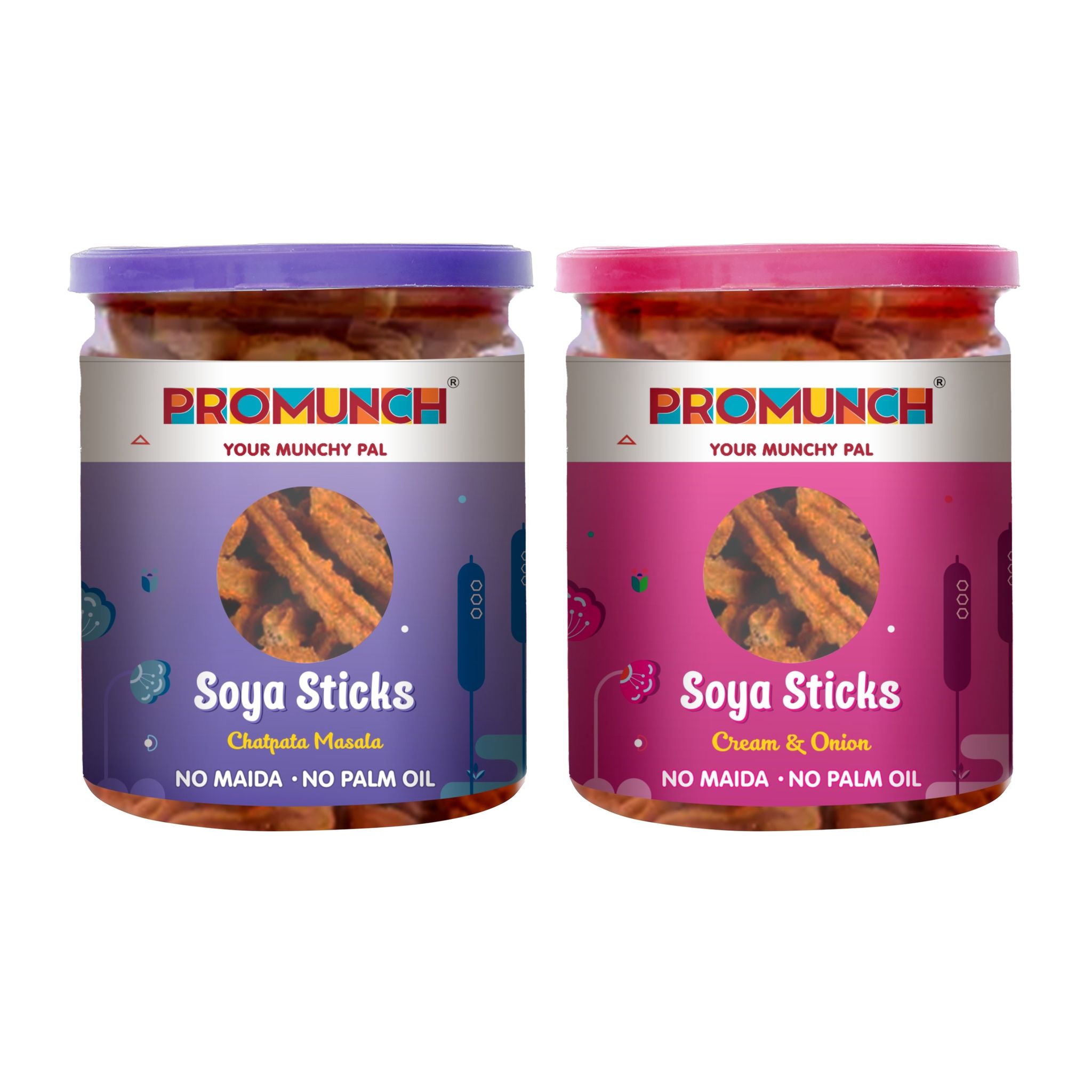 PROMUNCH Combo Pack - Soya Sticks (Chatpata Masala , Cream Onion) - Pack of 2; 80g Each