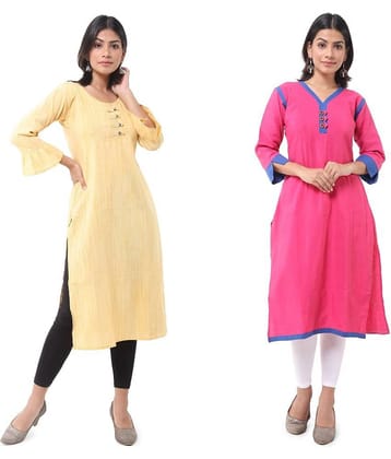 DESHBANDHU DBK - Multicolor Cotton Women's Straight Kurti ( Pack of 2 )