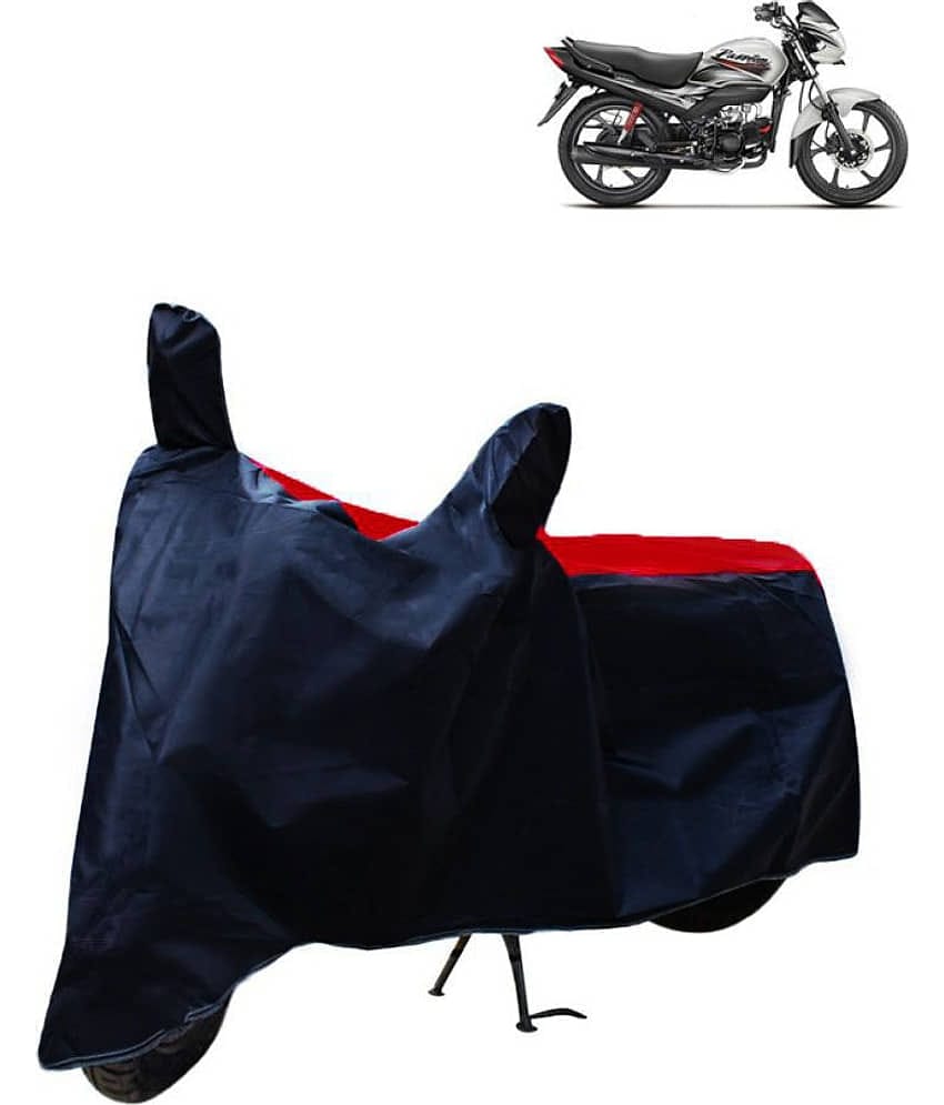 Home Lane Dustproof Bike Cover For Hero Passion Pro with Mirror Pocket - Red & Blue