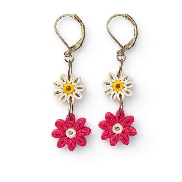 Premium Handmade Quilling Earrings White and Pink