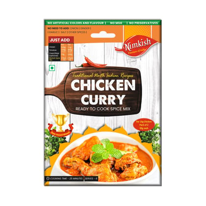 Nimkish Chicken Curry Ready to Cook Spice Mix | 60g | Onion Ginger Garlic Already in Mix | Himalayan Recipe