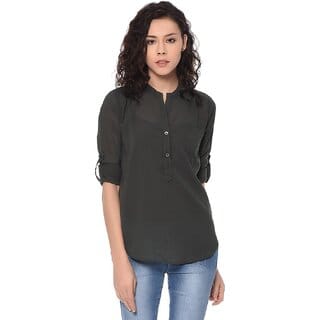 Purys Women Grey Solid Regular Top