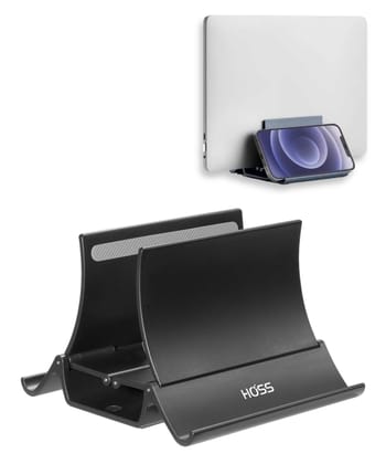 Hoss Vertical Laptop Stand - Multipurpose Laptop Holder, Holds up to Three Devices | Perfect MacBook Stand Docking Station | ABS Plastic | Color- Black (Laptop Holder 1-Pack) Black / Small