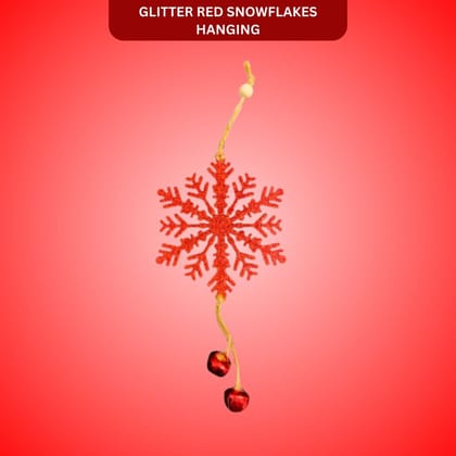 Christmas Tree Ornaments - Glitter Red Snowflakes Hanging Decoration - 1PC Christmas Tree Ornaments - Glitter Red Snowflakes Hanging Decoration - 1PC