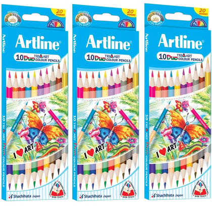 Artline Triart Duo Art Pencils Set Of 10 In Quantity 3 | Child Safe Pencil