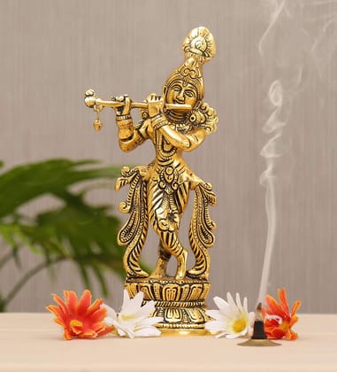 DreamKraft Lord Krishna Metal Statue,Krishna Murti Playing Flute for Temple Pooja DreamKraft Lord Krishna Metal Statue,Krishna Murti Playing Flute for Temple Pooja