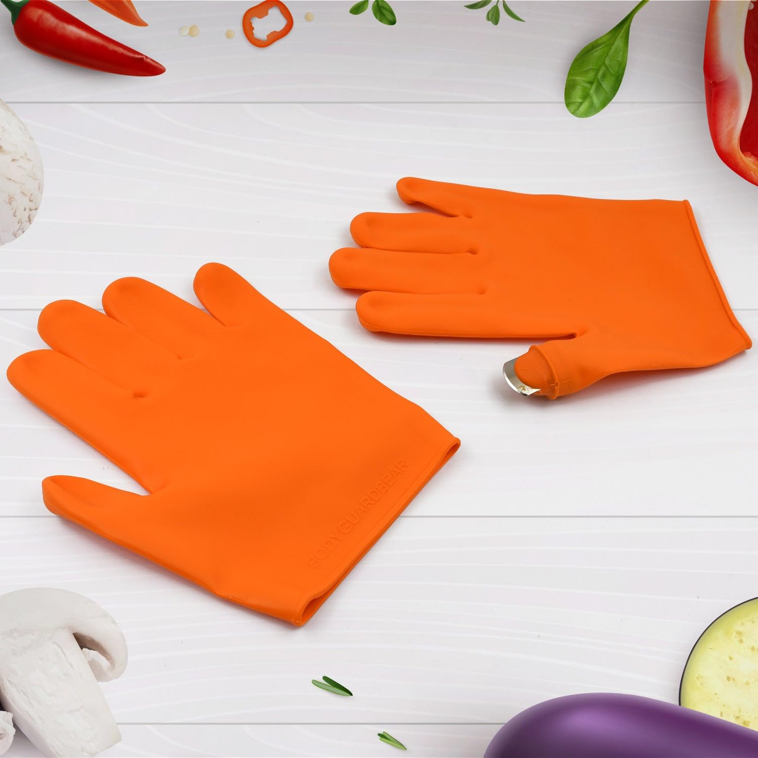 DHRUVINSRI Silicone Thumb and Finger Protector Gloves for Cutting, Harvesting, and Vegetable Prep