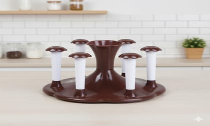 Dark Wolf Brown Plastic Glass Stand Kitchen and Dining Organizer
