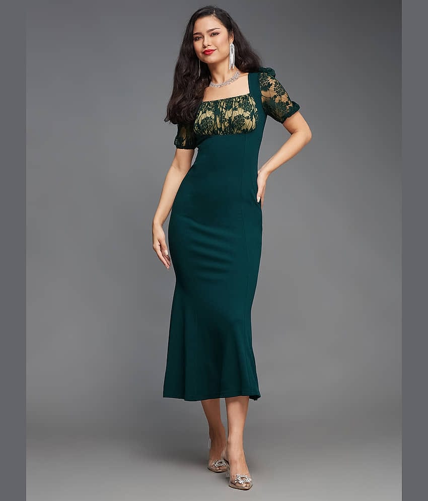 Miss Chase Women Polyester Printed Bodycon Dress ( Green )