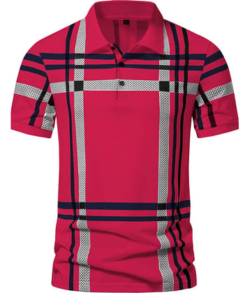 AUSK Men Cotton Blend Regular Fit Printed Polo T Shirt ( Green )