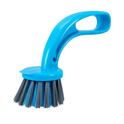 Blue � Kitchen Sink Scrub Brush � Round Bristle Head � Ergonomic Plastic Handle � Heavy Duty Cleaning Brush for Dishes, Pans, Basins & Surfaces � Multipurpose Scrubber Tool