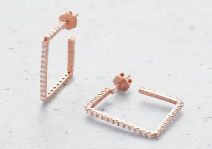 Fine Block Hoop Earrings