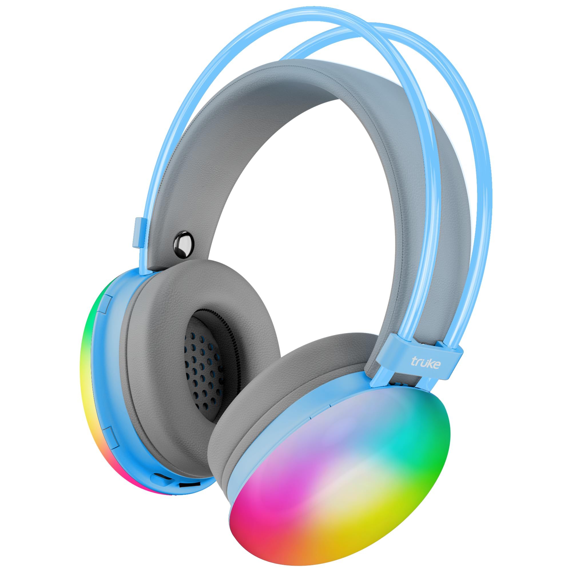 truke Newly Launched BTG Thunder Over The Ear Gaming Headphone with 70H of Playtime, 40mm Titanium Drivers, Dual Pairing Headset, Gaming Mode (40ms Latency) with RGB LEDs, Detachable Mic, BT 5.4-Blue truke Newly Launched BTG Thunder Over The Ear Gaming H