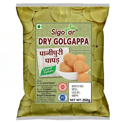 Sigotar Ready-to-Fry Dry Gol Gappa (Pani Puris) 250 gm. with Free Pani Masala Sigotar Ready-to-Fry Dry Gol Gappa (Pani Puris) 250 gm. with Free Pani Masala